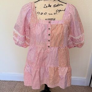 Anthropology /Maeve Striped Pink and Orange